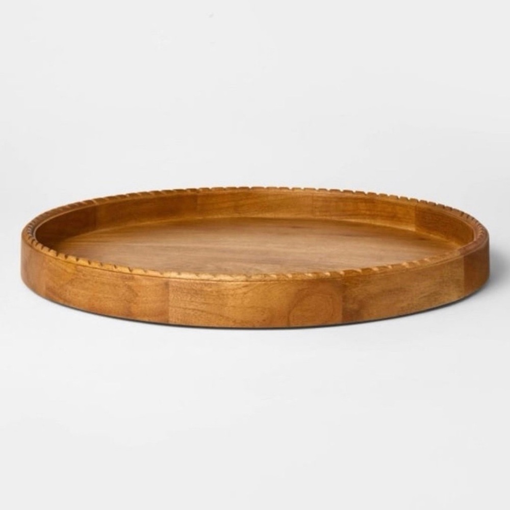 18” Braided Edge Wood Tray Light Brown - Threshold designed with Studio McGee